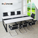 会议桌简约现代大小型办公桌条形开会桌长桌钢架板式会议桌椅环保