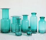 Zakka杂货 复古简约欧式 透明蓝绿色 玻璃花瓶