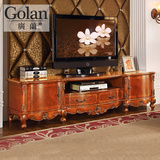 广兰家具高端复古实木美式电视柜2.1米欧式电视机柜储物地柜0902B