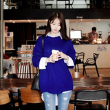 韩国代购进口直发cherrykoko正品2016春新款女装低圆领套头针织衫