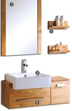 欧式橡木浴室柜组合一体陶瓷盆挂式置物架洗漱台落地柜卫浴台盆柜
