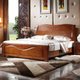 实木床 双人床1.8米 现代中式婚床木质木头床橡木床 特价家具包邮