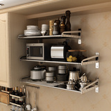 304不锈钢厨房置物架多功能收纳层架微波炉架厨房用品壁挂隔板架