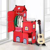 圣若瑞斯儿童房卡通城堡组合收纳柜简易衣物整理玩具塑料储物柜