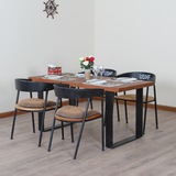 美式铁艺复古餐桌餐厅桌椅实木餐桌长餐桌椅子组装简约餐桌椅组合