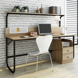 爱家屋双人电脑桌台式家用简易书桌子书架简约办公桌组合桌包邮-1