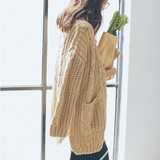 2016韩版女士春季新款针织衫宽松粗针麻花毛衣开衫外套潮女