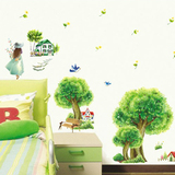 风景室内装饰贴画 客厅卧室绿色可移除环保墙贴纸 新款包邮田园