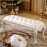 欧式床尾凳卧室换鞋凳子真皮沙发长凳法式床榻床边凳白色家具包邮