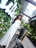 2015夏装新款 高端定制韩国韩版超仙甜美一字肩领雪纺连衣裙长裙