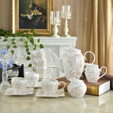 欧式骨瓷咖啡杯套装15头 创意茶具茶杯咖啡具 高档陶瓷杯具 礼物