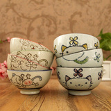 特价日式和风手绘陶瓷碗 卡通米饭碗可爱日本餐具招财猫碗 创意碗