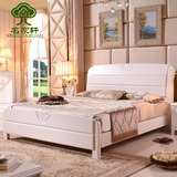 实木床白色1.5m1.8米简约单双人橡胶木现代中式储物高箱婚床 包邮