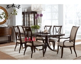 定制美式北欧椭圆形实木雕花6-8人餐桌椅组合 布艺软包餐椅吃饭桌