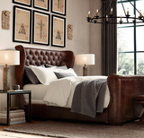 欧式新古典复古做旧皮艺床1.8 1.5 2米可订制布床卧室真皮双人床