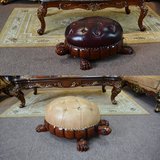 欧式小皮椅儿童凳沙发配套实木真皮美式古典换鞋凳乌龟真皮椅创意