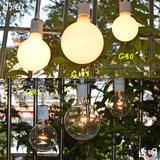 简约个性大灯泡吊灯具 创意餐厅灯饰吧台过道奶白玻璃卧室灯清光