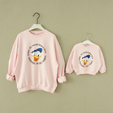 2015韩国童装粉红色唐老鸭蝙蝠袖小童男女童宝宝宽松韩版亲子卫衣