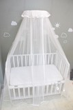 【爱予】韩式婴儿床蚊帐简约白色点纱款（含夹式支架）