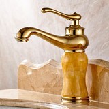 洗手池复仿古卫生间厕所单孔浴室柜冷热全铜玉石美欧式面盆水龙头