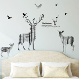 客厅卧室沙发背景墙面墙壁装饰自粘墙贴纸贴画叠影麋鹿创意个性画