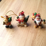 外贸圣诞节装饰品圣诞老人雪人小鹿树脂挂件圣诞小挂件 3个为一套