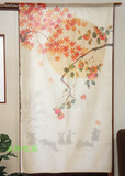 日本制日式传统门帘暖帘墙面隔断店铺装饰挂布 双层 柿子 兔 枫叶