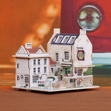 若态科技 英国风情 木质小屋别墅 3D立体拼图模型DIY儿童手工制作
