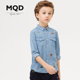 MQD童装新款儿童春装衬衣男童牛仔衬衫长袖中大童纯棉2016春款潮