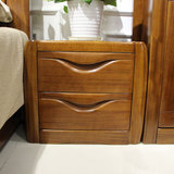 胡桃木床头柜 实木床头柜现代 简约中式床边柜 储物柜实木家具