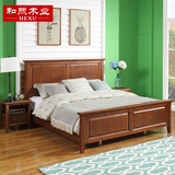 美式乡村实木床简洁定制现代欧式双人床1.8米卧室家具婚床白蜡木