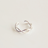 925纯银戒指韩国时尚素银开口戒指尾戒可调节波浪简单设计送闺蜜