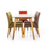 橙石 进口现货1.4米白橡木实木餐桌椅组合 现代简约原木色4人6人