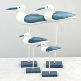 地中海风格海鸥摆件木雕彩绘小鸟海鸟客厅电视柜装饰品摆设礼品