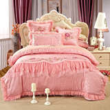 韩式风床上用品被套纯棉双人床品被罩粉色儿童欧式韩版床罩四件套