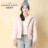 花园派对 2015冬装新款韩版连帽宽松刺绣羽绒服女短款羽绒衣加厚
