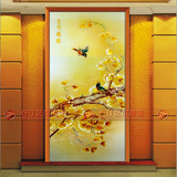长江艺玻银杏喜鹊 艺术玻璃客厅卧室背景墙 隔断屏风玄关金色秋语
