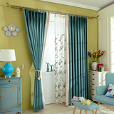 简约美式乡村纯色棉麻 现代客厅卧室窗帘成品加厚半遮光定制窗帘