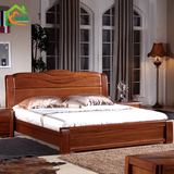 胡桃木纯实木床婚床现代中式核桃木家具1.8米高箱气压床标准1.5米