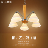中式客厅灯三头餐厅 卧室灯 个性创意田园实木质吊灯