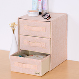 桌面收纳箱抽屉式储物箱多层简易折叠布艺化妆品收纳盒整理箱
