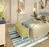 简约蓝色条纹地毯客厅茶几沙发地毯卧室床边手工腈纶地毯定制特价