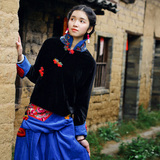 花制作蓝天鹅 其其格 原创设计品牌民族风女装长袖双层上衣短外套