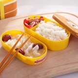 包邮创意日式学生饭盒可爱便当盒多层密封分格可微波餐盒配筷子