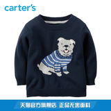 Carter's1件装海军蓝长袖针织上衣狗狗毛衣全棉男婴儿童装127G099