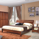 实木家具胡桃木色双人纯实木床1.5.18米中实现特价床鹅掌楸木家具