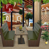 定做餐饮咖啡店西餐厅双人板式卡座沙发桌椅组合实木框架现代时尚