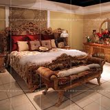 富兰蒂斯美式全实木家具布艺双人床欧式雕刻大床高档奢华1.8婚床