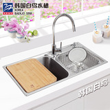 韩国白鸟水槽 304不锈钢水池 双槽套餐 洗菜盆/洗碗池 D81432新品