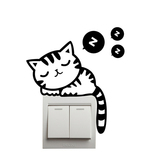 可爱卡通墙贴开关贴 睡觉的猫咪 创意客厅卧室笔记本墙壁随意贴纸